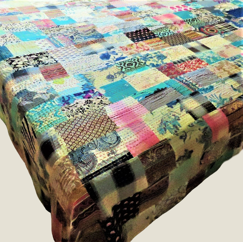 Recycled Patchwork Kantha Bed Cover & Throw - 07