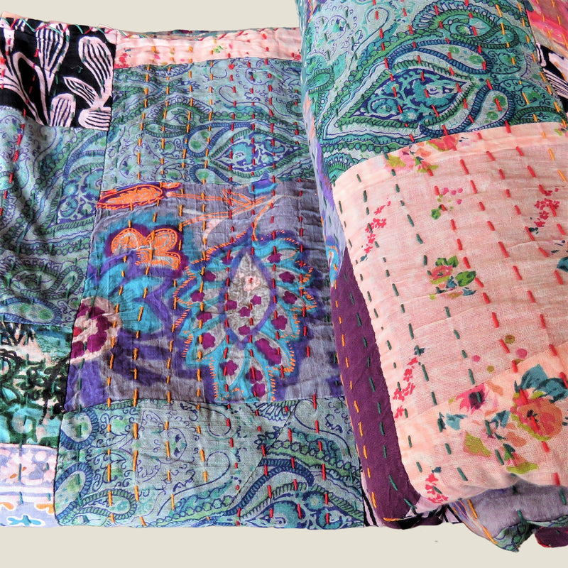 Recycled Patchwork Kantha Bed Cover & Throw - 04