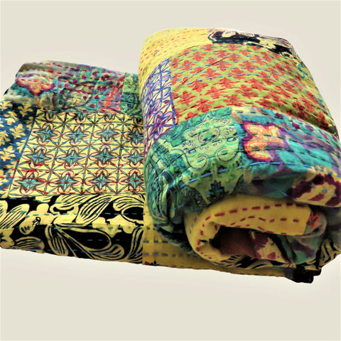 Recycled Patchwork Kantha Bed Cover & Throw - 34