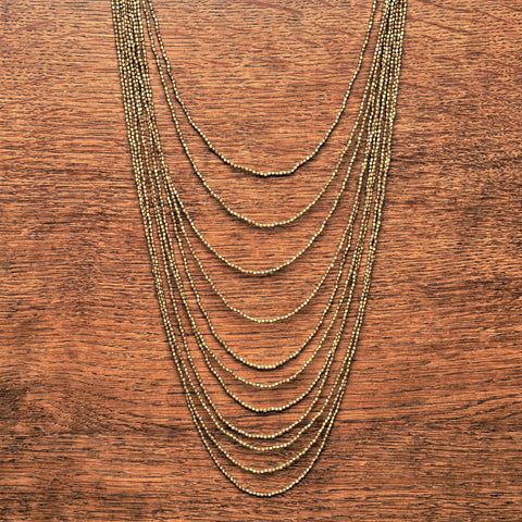 Decorative Pure Brass Drop Chain Bib Necklace