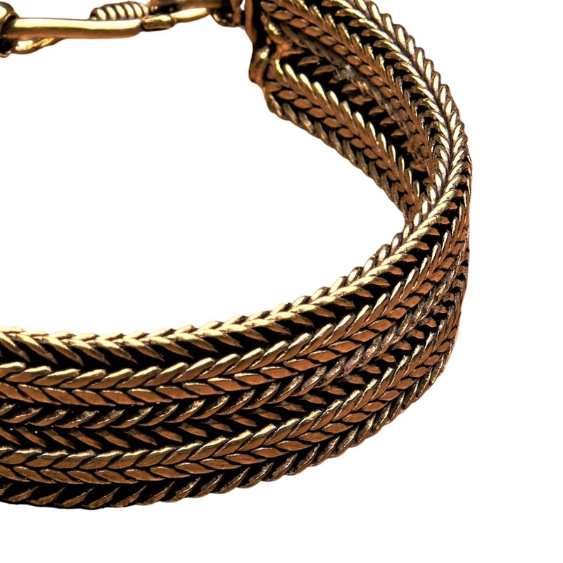 Handmade pure brass, chunky double braided foxtail chain bracelet designed by OMishka.