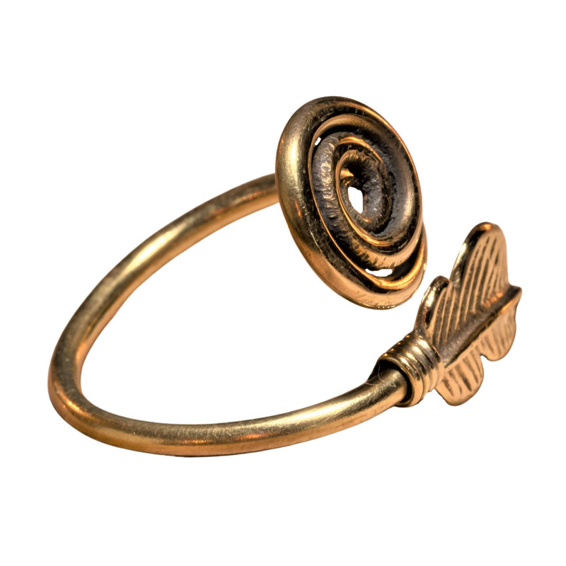A dainty, handmade pure brass, feather spiral wrap ring designed by OMishka.
