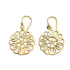 Handmade pure brass, circle patterned, flower mandala drop earrings designed by OMishka.