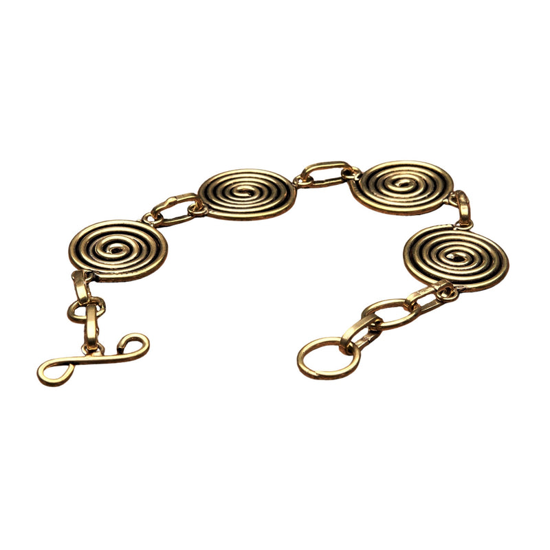Handmade pure brass, 4 simple infinity spirals, chain linked bracelet designed by OMishka.
