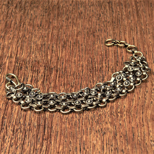 Handmade golden toned brass, double infinity chain with decorative discs, designed by OMishka.