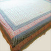 OMishka ethically handmade block print natural ecru and red patterned bed spread, cover and throw.
