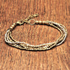 Handmade pure brass and silver toned brass, dainty beaded multi strand bracelet designed by OMishka.