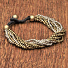 Handmade two tone silver and golden brass, tiny cube beaded multi strand bracelet designed by OMishka.