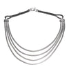 Handmade, silver toned white metal, multi layered, subtle decorative link, snake chain necklace designed by OMishka.