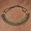 Handmade and nickel free pure brass, tribal patterned disc and beaded, chainmail necklace designed by OMishka.
