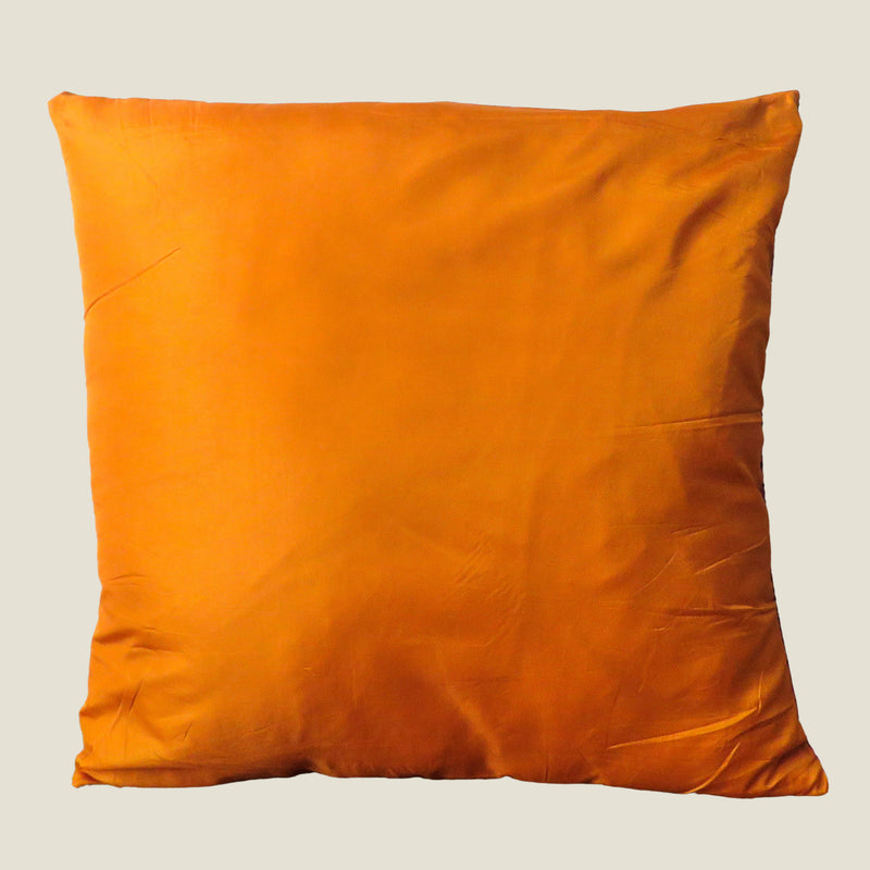 Orange Vintage Silk Kantha Cushion Cover - 08