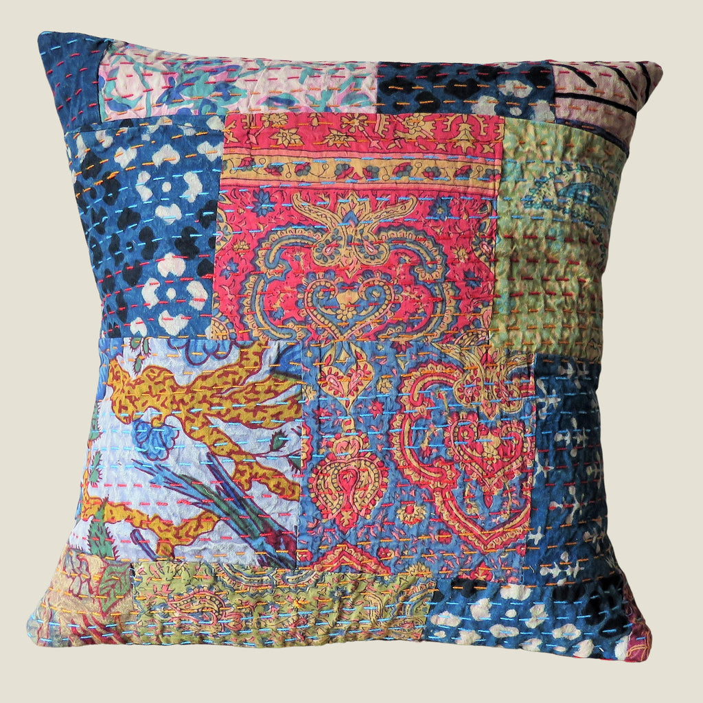 Recycled Patchwork Kantha Cushion Cover - 04