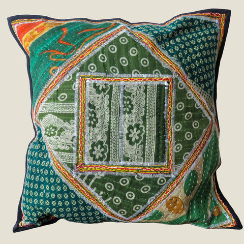 Recycled Patchwork Kantha Cushion Cover - 57