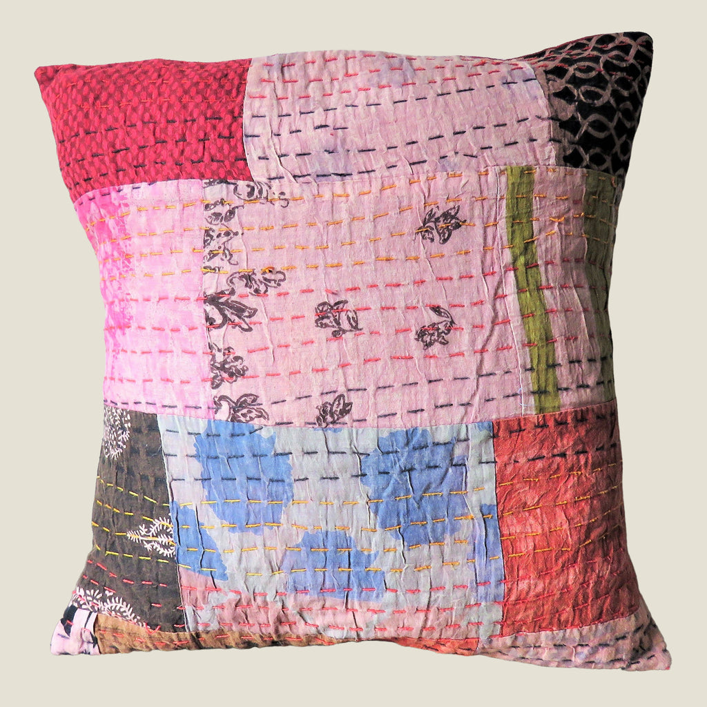 Recycled Patchwork Kantha Cushion Cover - 06