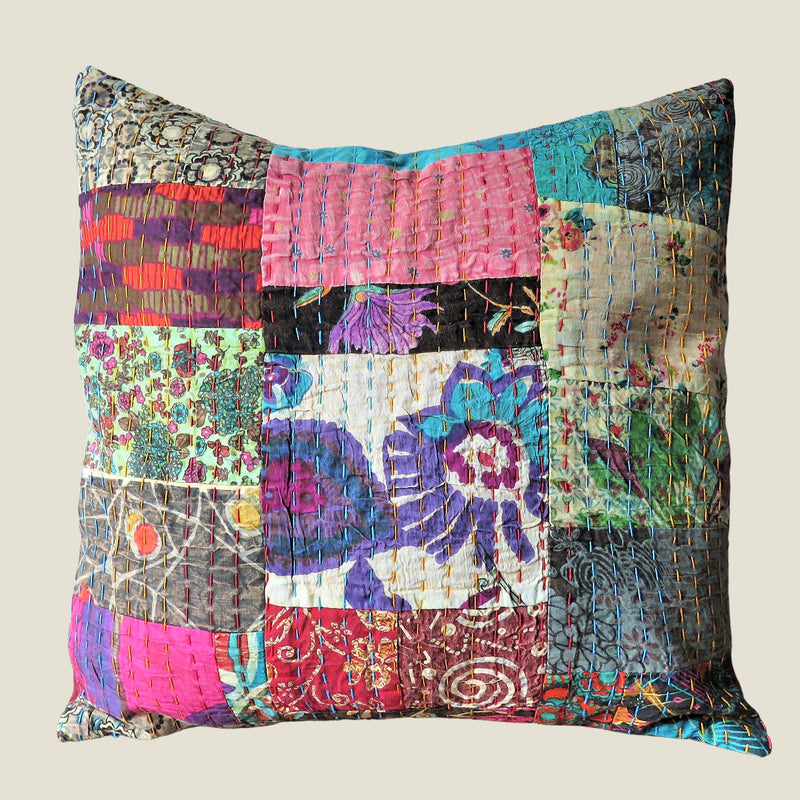 Recycled Patchwork Kantha Cushion Cover - 08