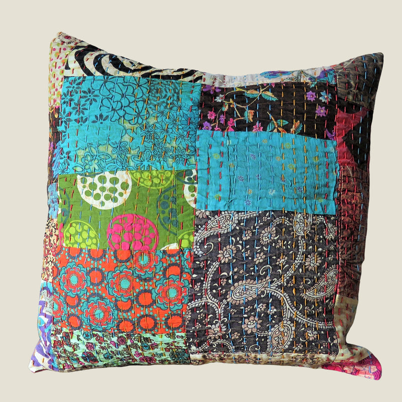 Recycled Patchwork Kantha Cushion Cover - 10