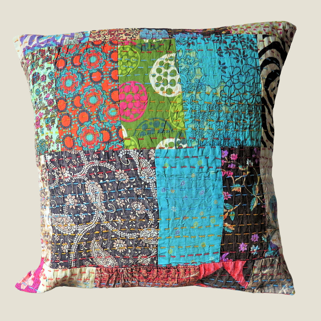 Recycled Patchwork Kantha Cushion Cover - 10