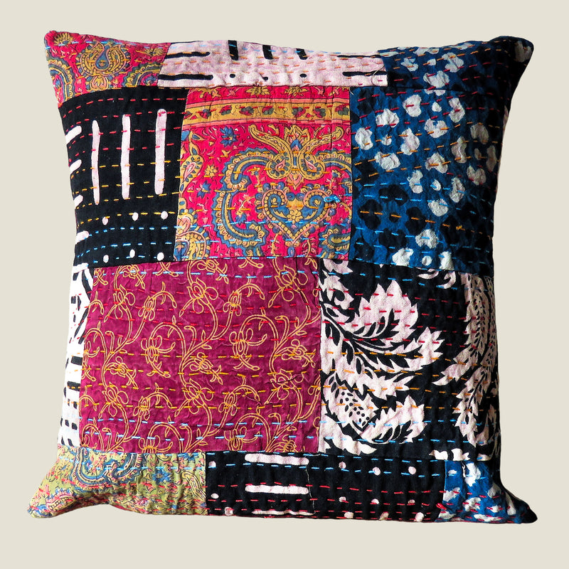 Recycled Patchwork Kantha Cushion Cover - 11