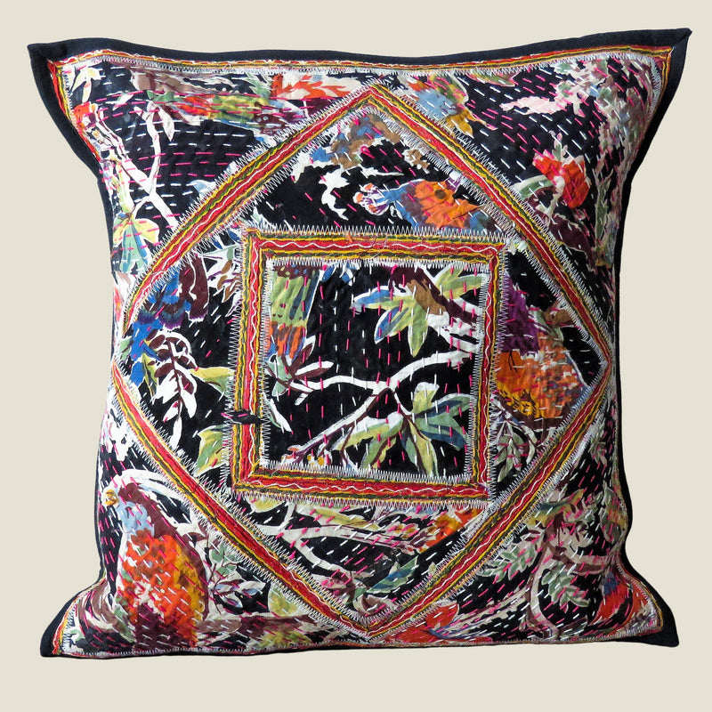 Recycled Square Patchwork Kantha Cushion Cover - 14