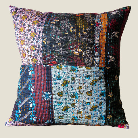 Recycled Patchwork Kantha Cushion Cover - 04