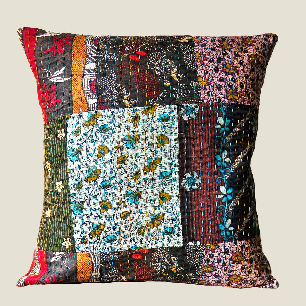 Recycled Patchwork Kantha Cushion Cover - 15
