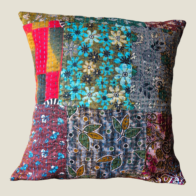 Recycled Patchwork Kantha Cushion Cover - 16