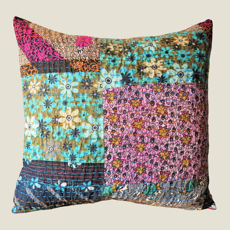 Recycled Patchwork Kantha Cushion Cover - 17