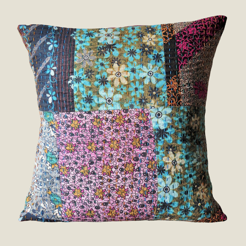 Recycled Patchwork Kantha Cushion Cover - 17