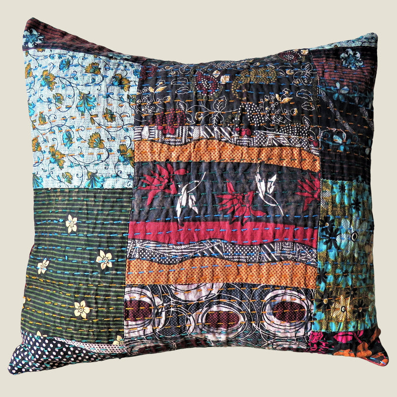 Recycled Patchwork Kantha Cushion Cover - 18
