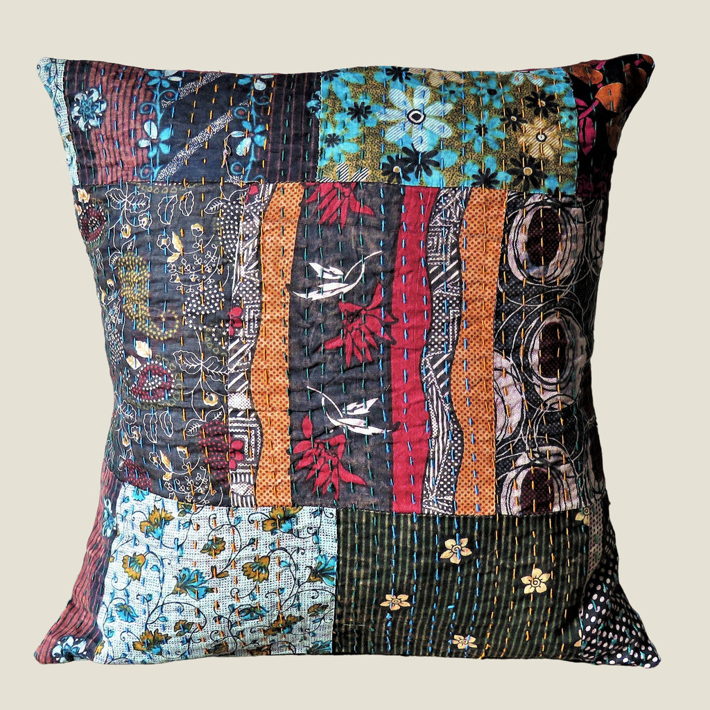 Recycled Patchwork Kantha Cushion Cover - 18