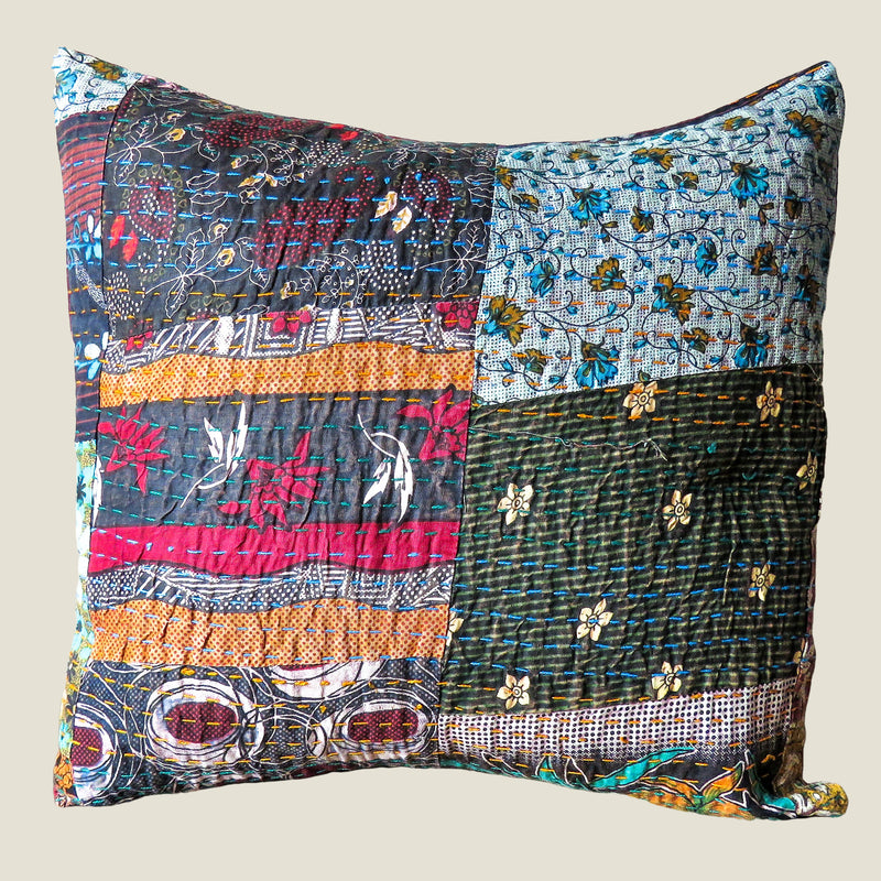 Recycled Patchwork Kantha Cushion Cover - 22