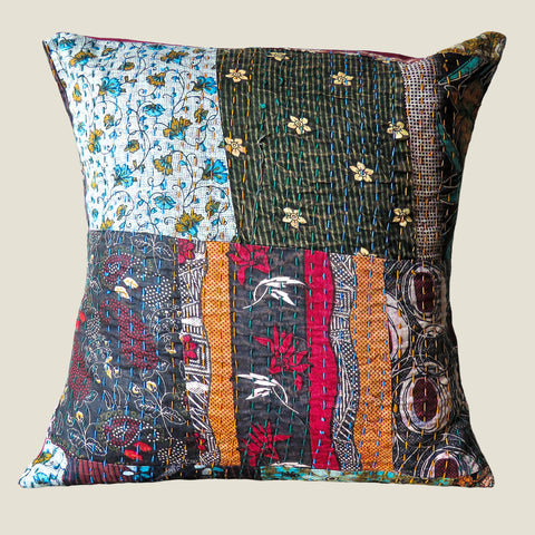 Recycled Patchwork Kantha Cushion Cover - 04