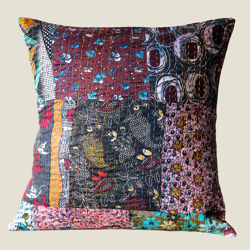 Recycled Patchwork Kantha Cushion Cover - 23