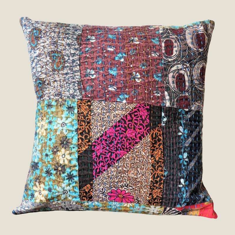 Recycled Patchwork Kantha Cushion Cover - 24
