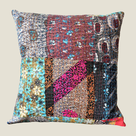 Recycled Patchwork Kantha Cushion Cover - 23