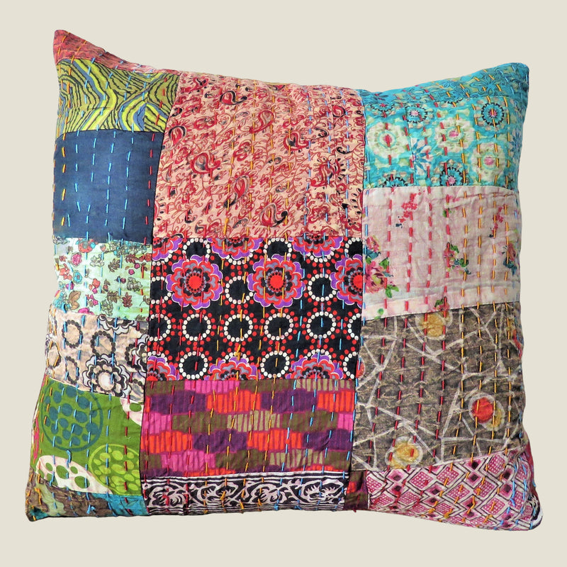 Recycled Patchwork Kantha Cushion Cover - 32
