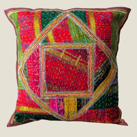 Recycled Patchwork Kantha Cushion Cover - 25