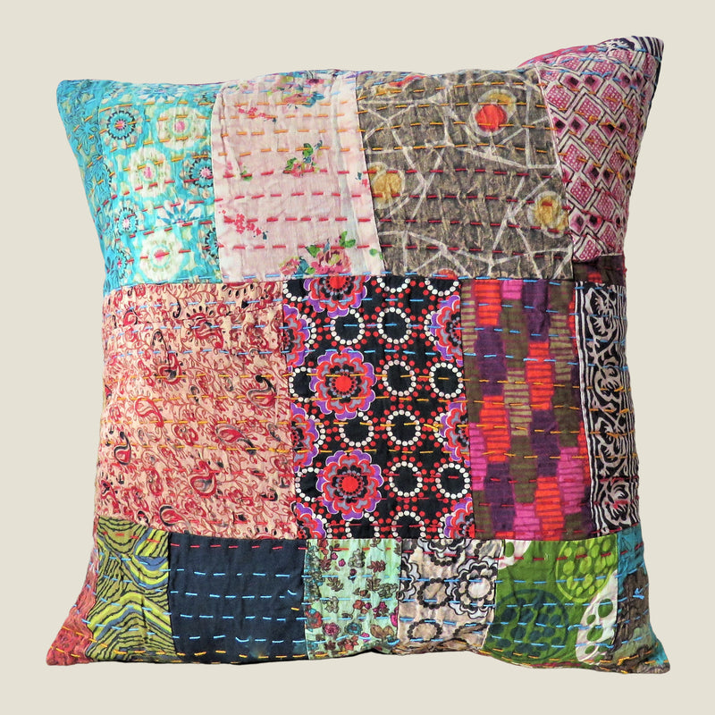 Recycled Patchwork Kantha Cushion Cover - 32