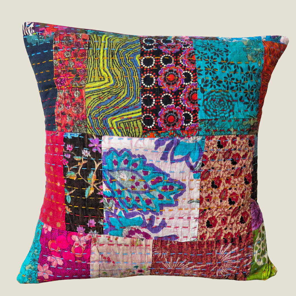 Recycled Patchwork Kantha Cushion Cover - 35