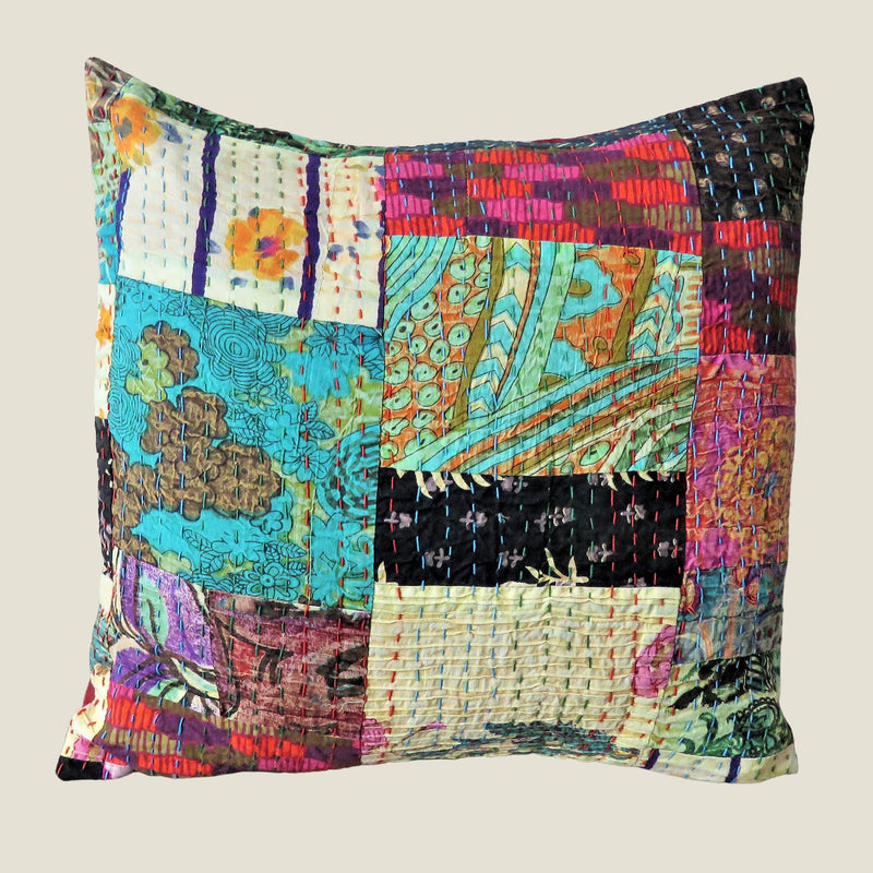 Recycled Patchwork Kantha Cushion Cover - 37
