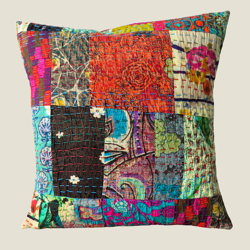 Recycled Patchwork Kantha Cushion Cover - 42
