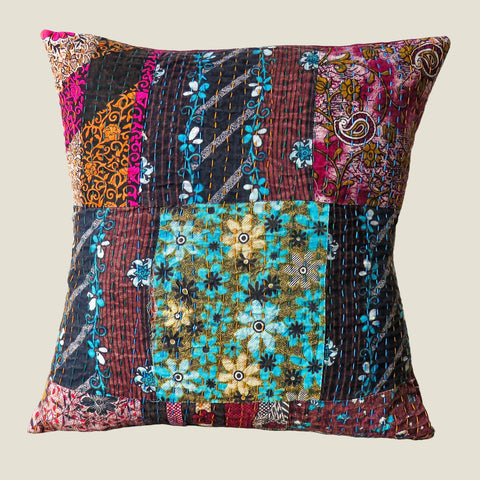 Recycled Patchwork Kantha Cushion Cover - 34