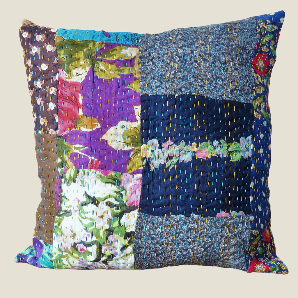 Recycled Patchwork Kantha Cushion Cover - 61