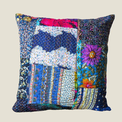 Recycled Patchwork Kantha Cushion Cover - 39