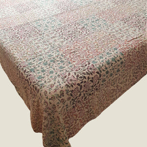 Pink Floral Kantha Bed Cover & Throw - 36