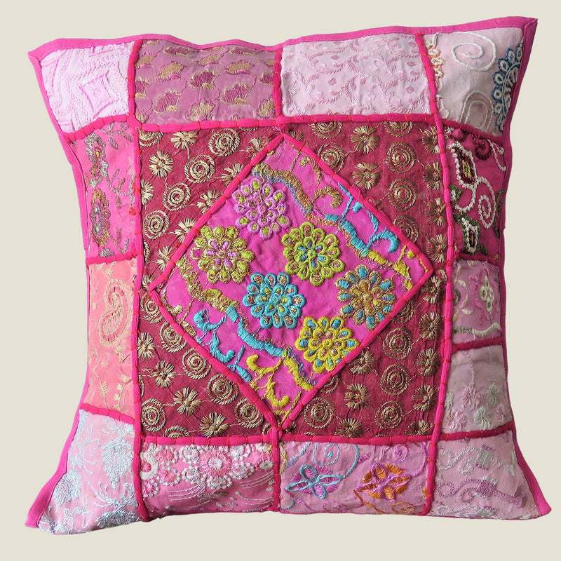 Recycled Pink Patchwork Cushion Cover - 03