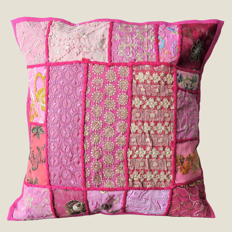 Recycled Pink Patchwork Cushion Cover - 04