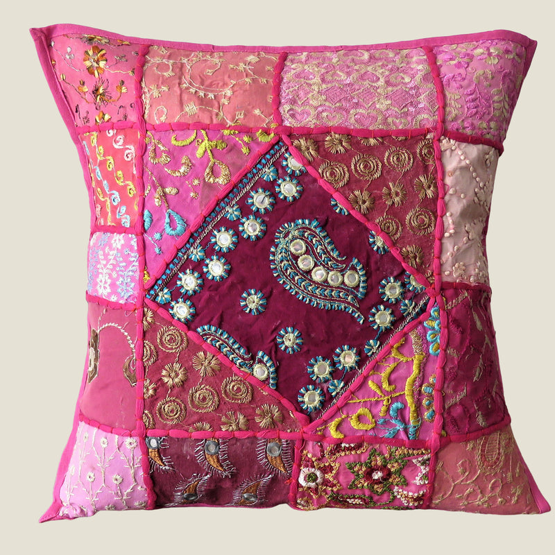 Recycled Pink Patchwork Cushion Cover - 05