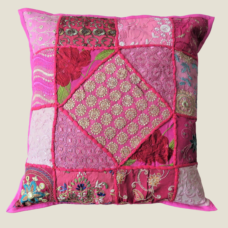 Recycled Pink Patchwork Cushion Cover - 07