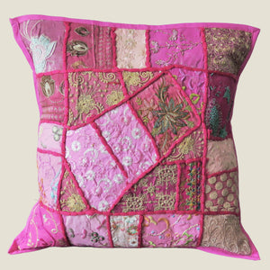 Recycled Pink Patchwork Cushion Cover - 09